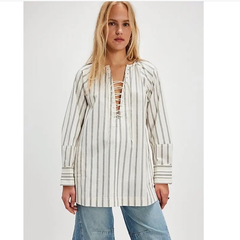 New FREE PEOPLE We The Free Lisbon Tunic - Ivory Combo size M